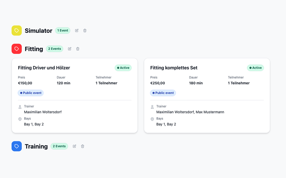 Tivent Events Übersicht